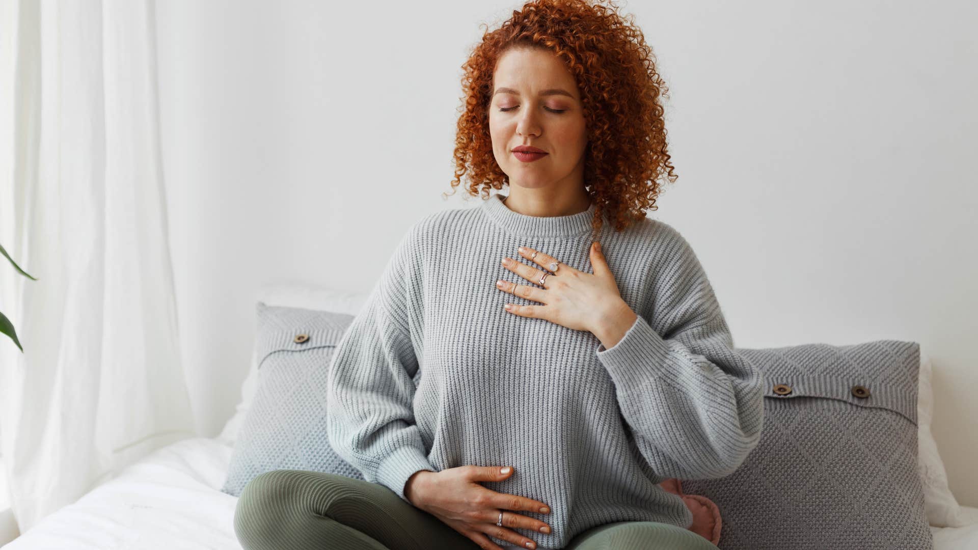 high iq woman sitting with her thoughts meditating