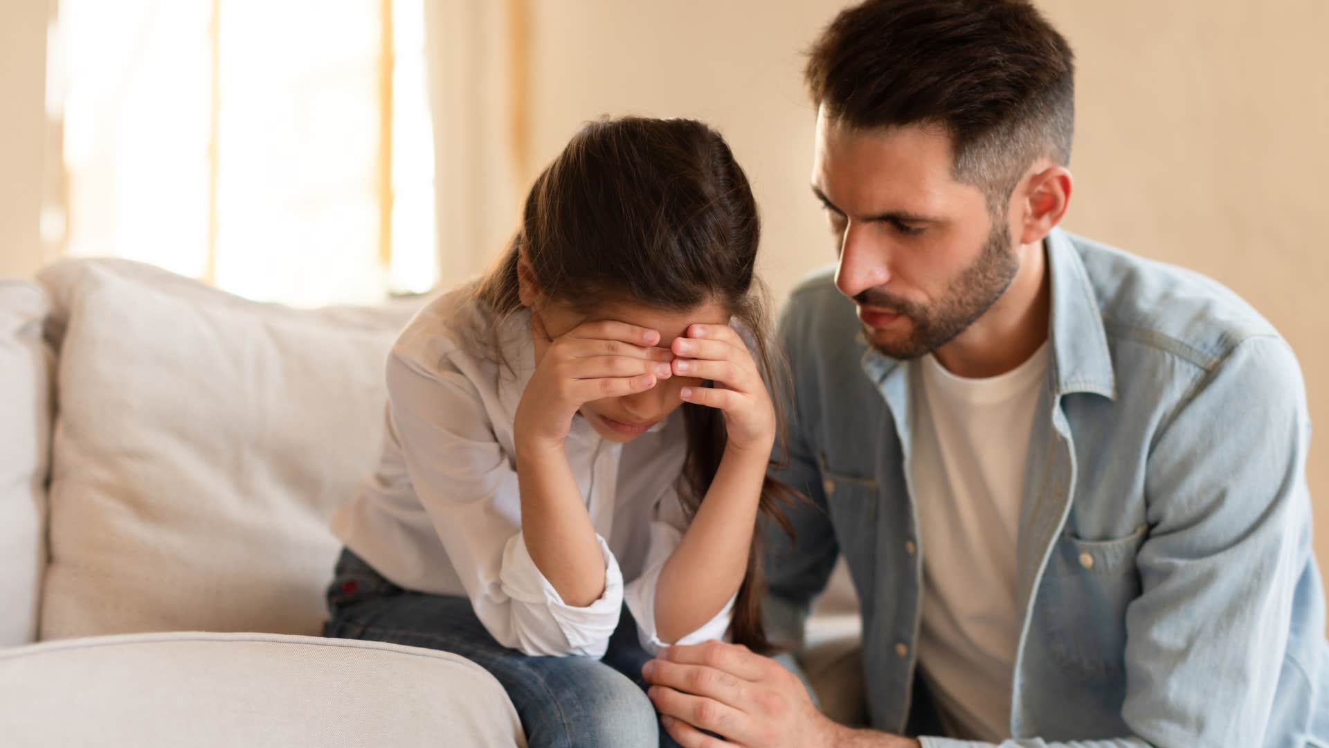 father guilt-tripping his upset daughter