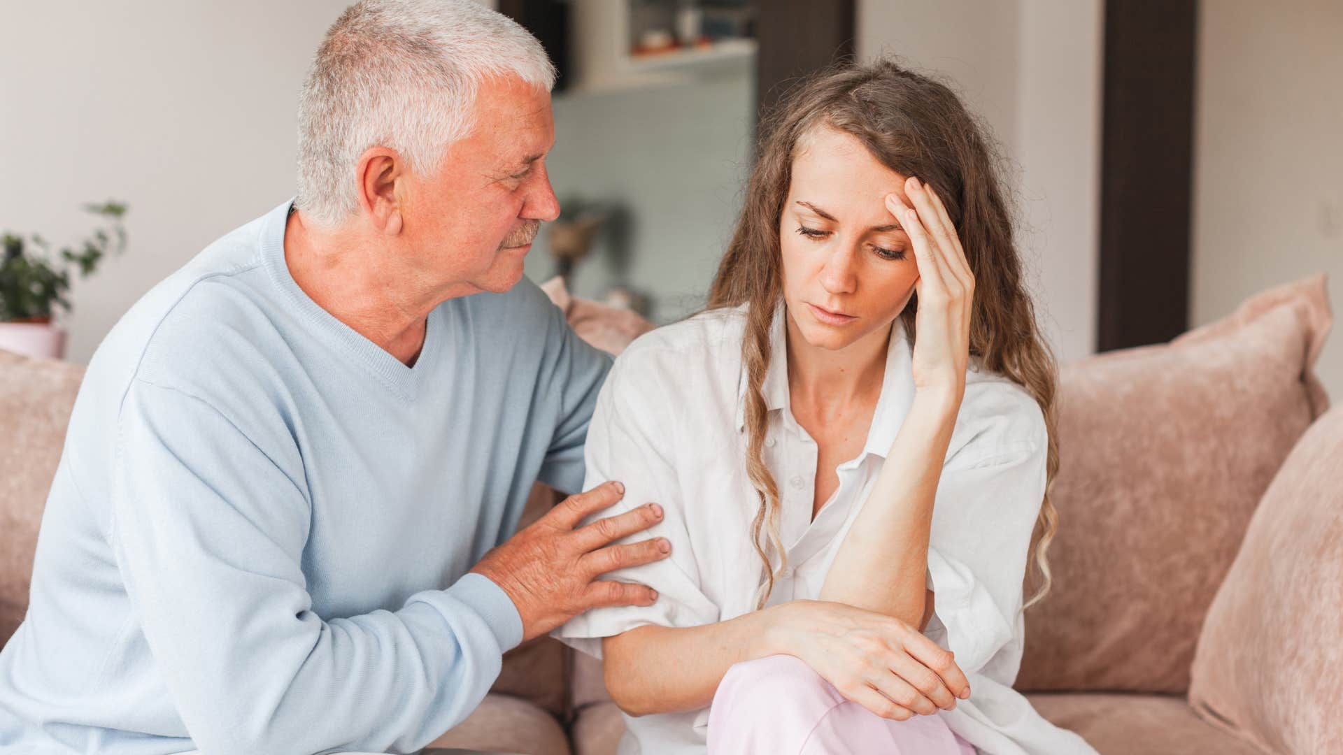 Man criticizing therapy to his adult daughter.