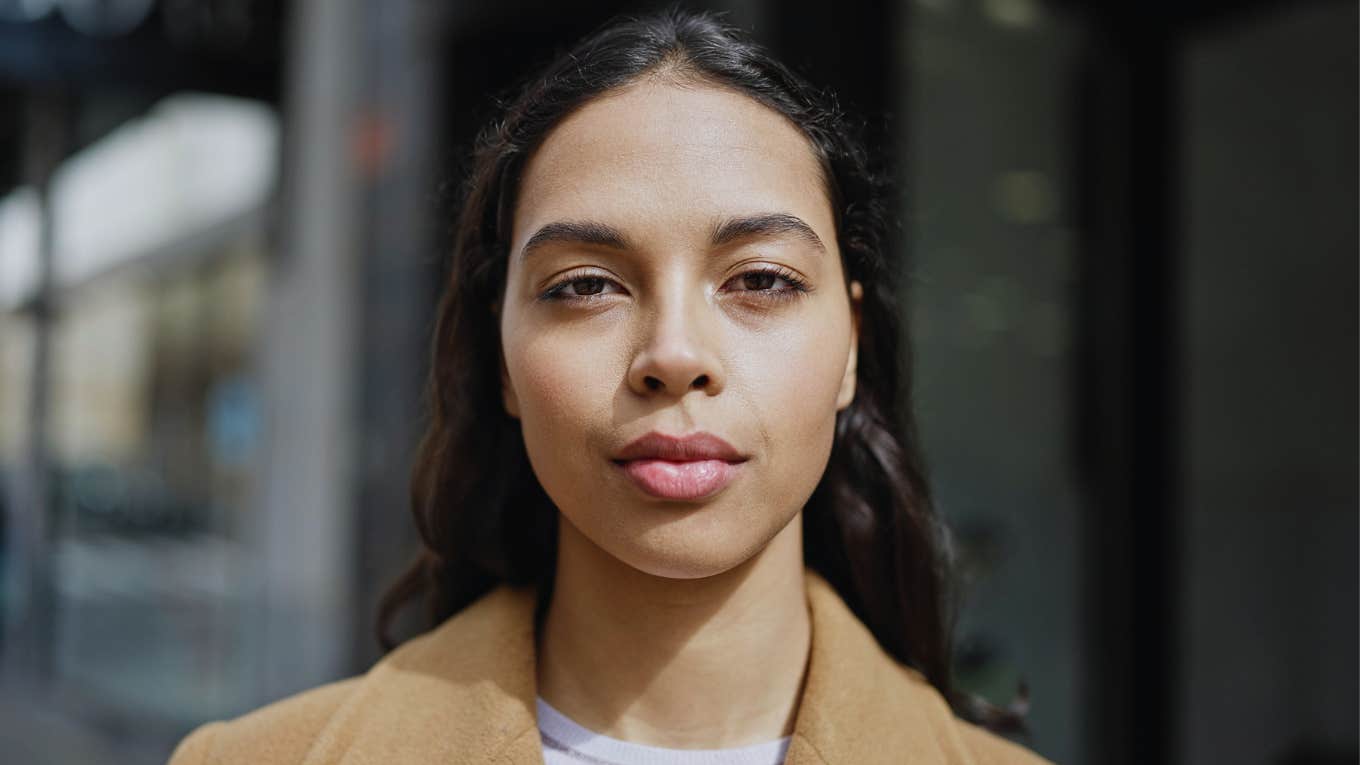 serious high iq businesswoman looking annoyed