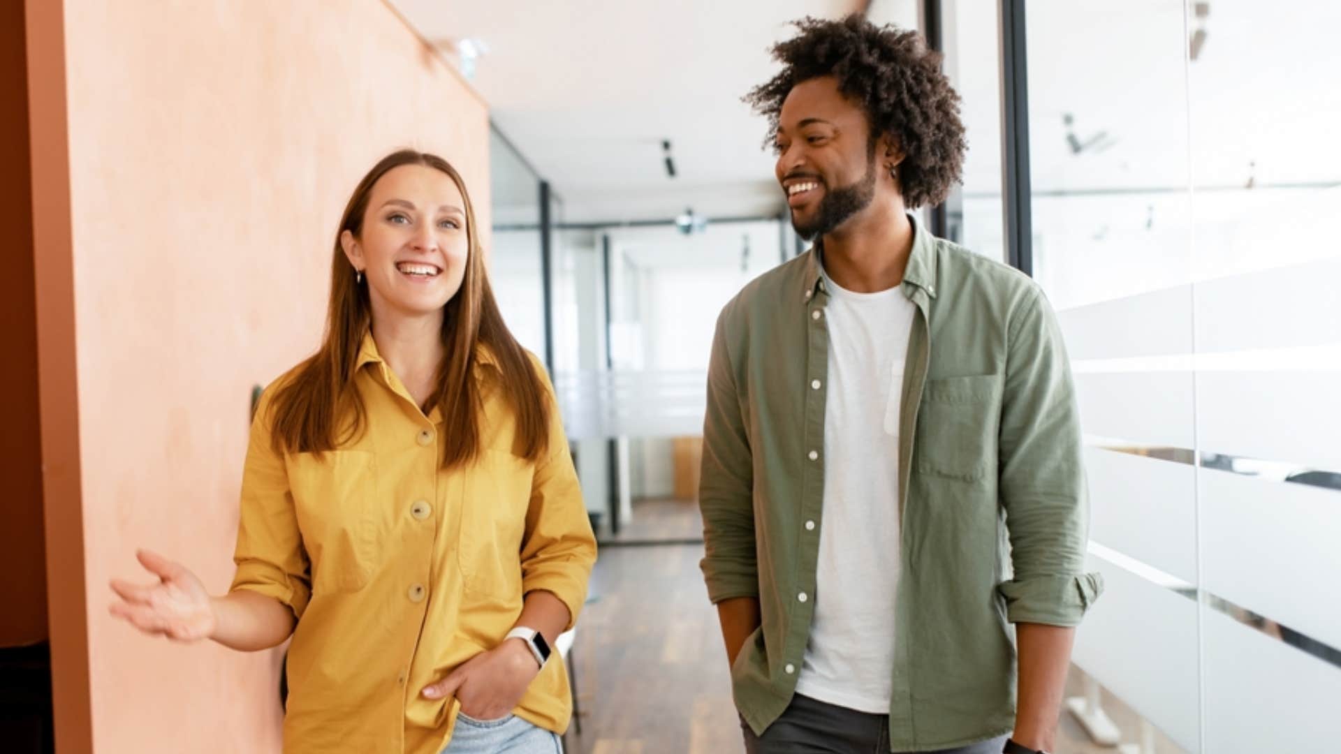 people pleasing woman justifying her decisions to colleague 