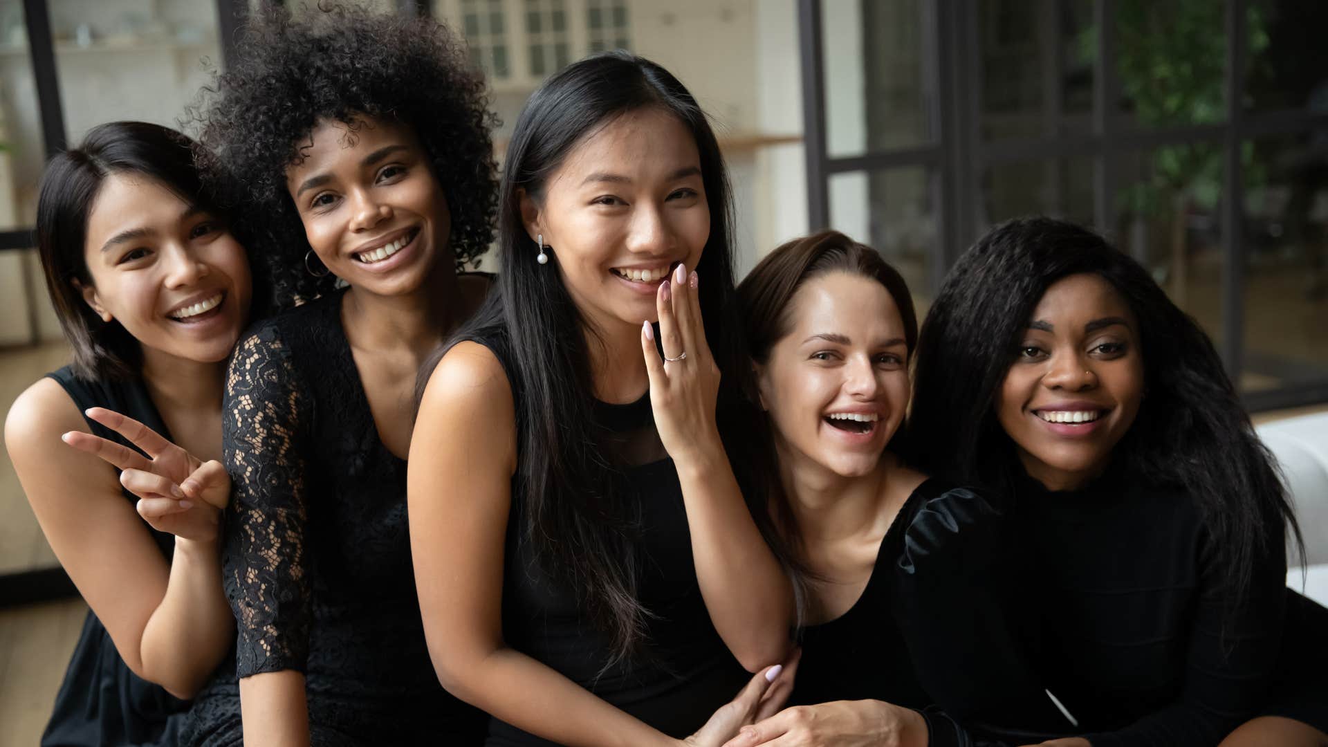 group of women getting ready for a party