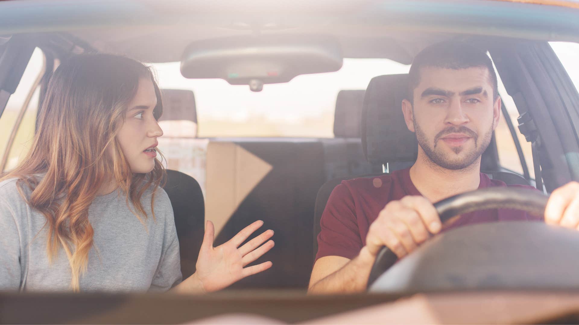 a woman is upset that her boyfriend says they should just be friends