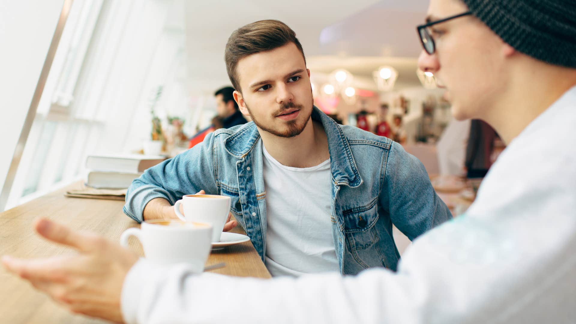 high iq man with a hot take talking to his friend