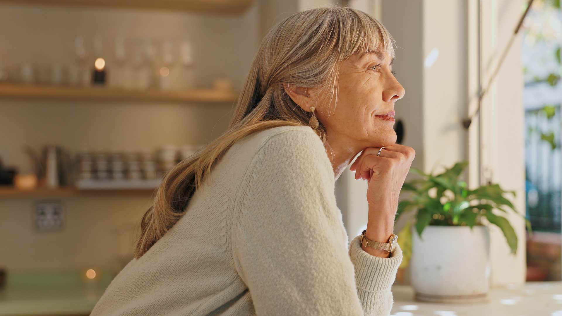intelligent woman thinking and not caring about status