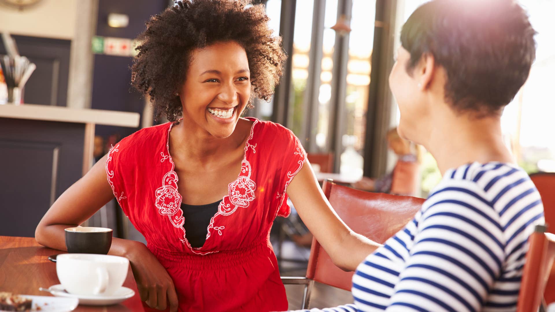 Woman smiling at people treating her differently