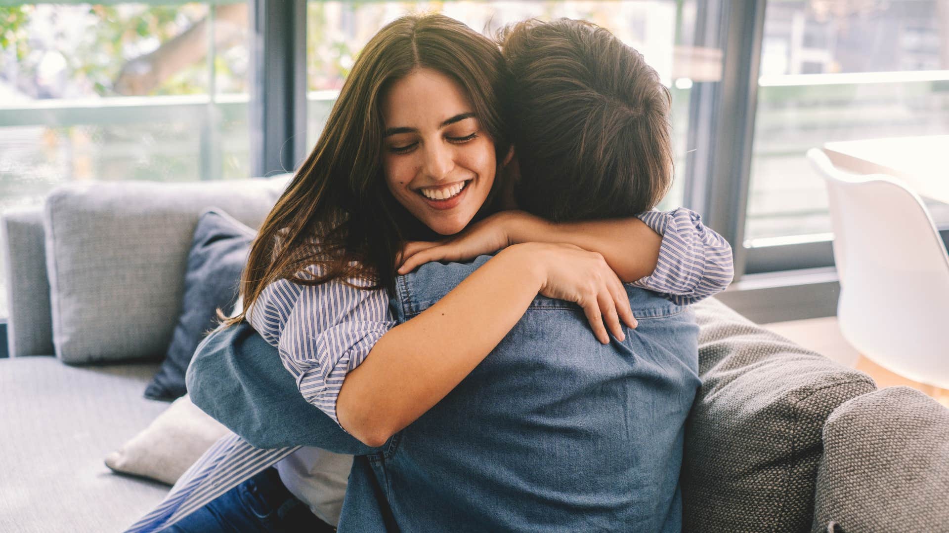 woman showing gratitude saying thank you to man she loves