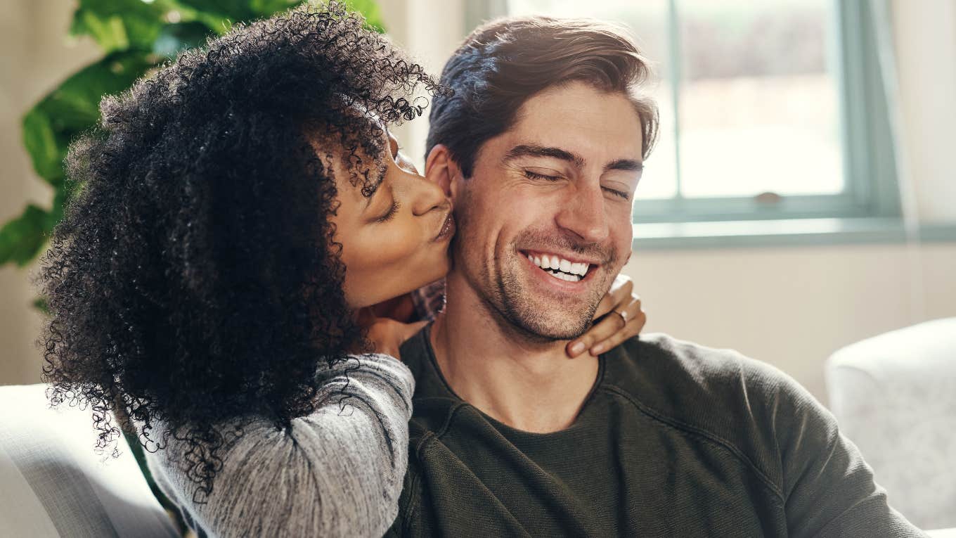 Things A Truly Good Woman Will Do For The Man She Loves woman kissing mans cheek deeply in love with him