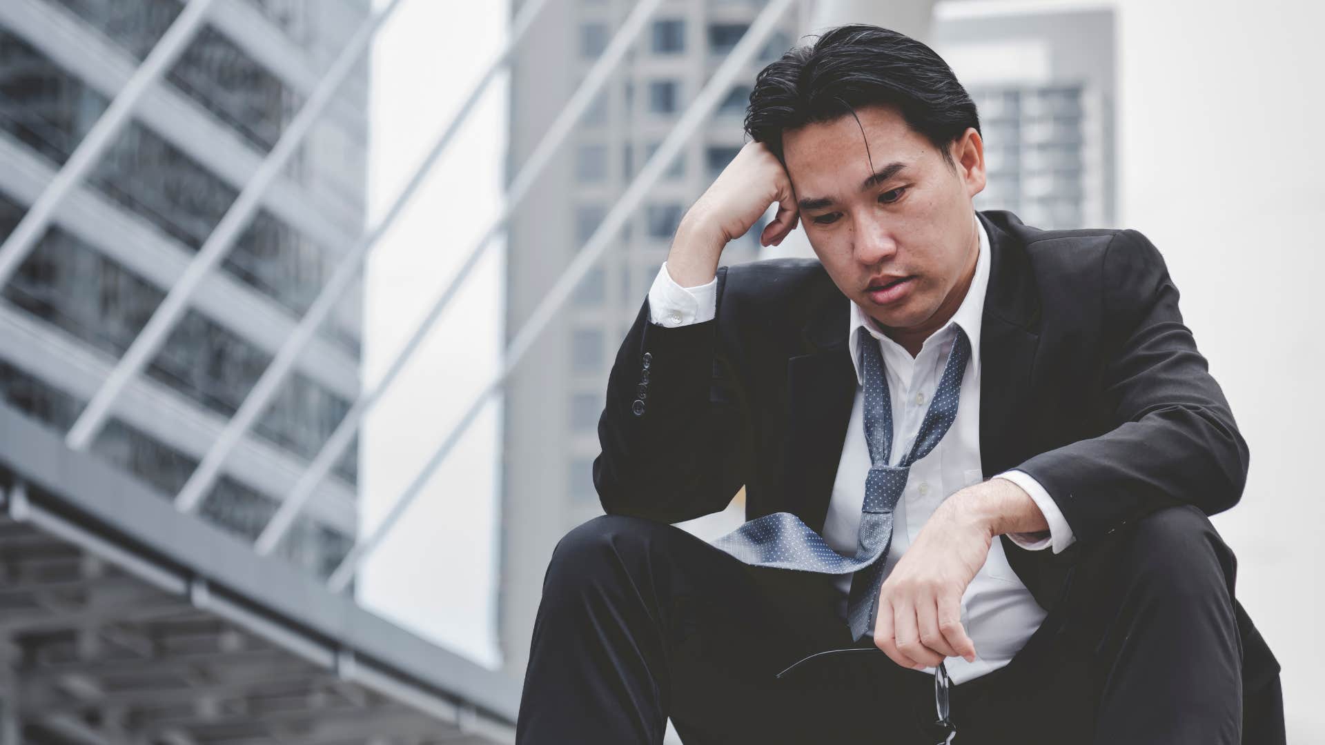 stressed man on the brink of a breakdown