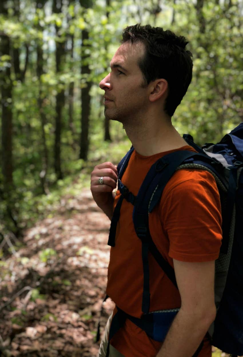 Man choosing to hike over a low-skill activity