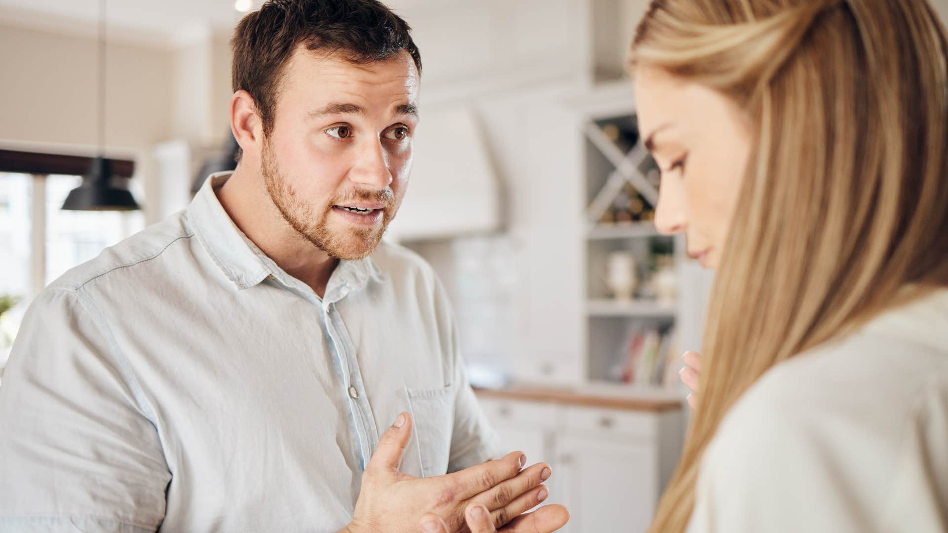 man focusing on technicalities arguing with his partner