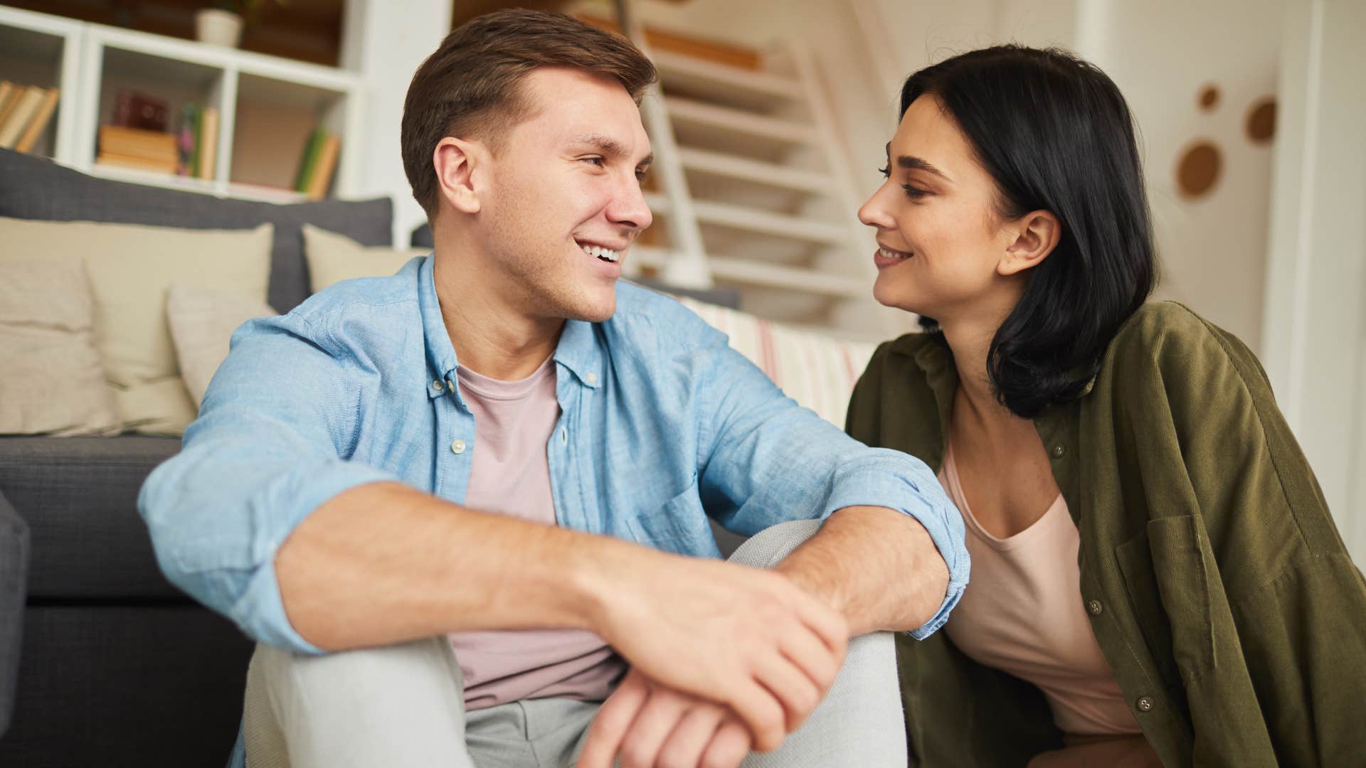 woman making a man feel something real with her
