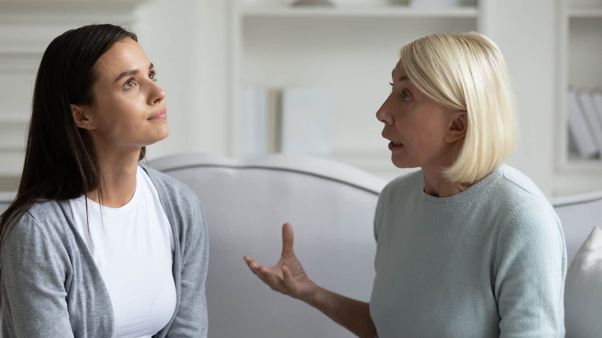 boomer mom yelling at adult daughter who wants to borrow something