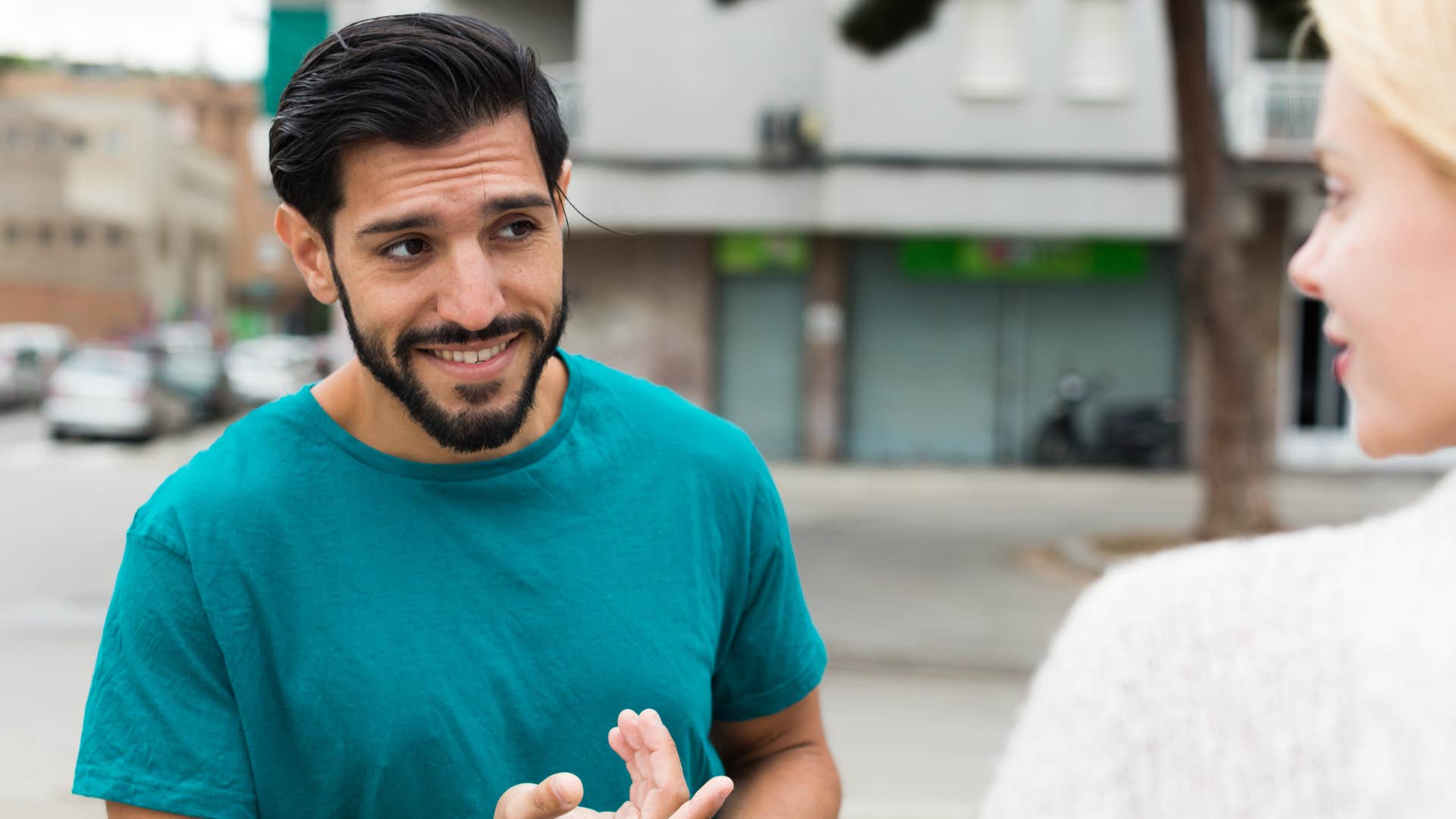 man being kind to disrespectful woman