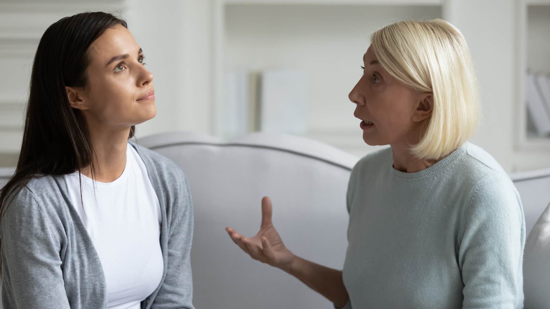 mother putting her foot down with disrespectful daughter