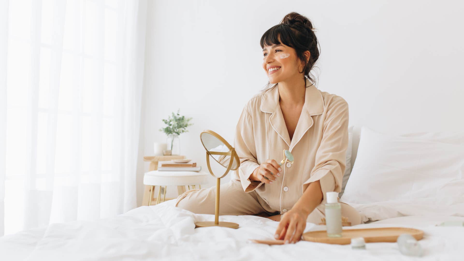woman doing self-care routine 