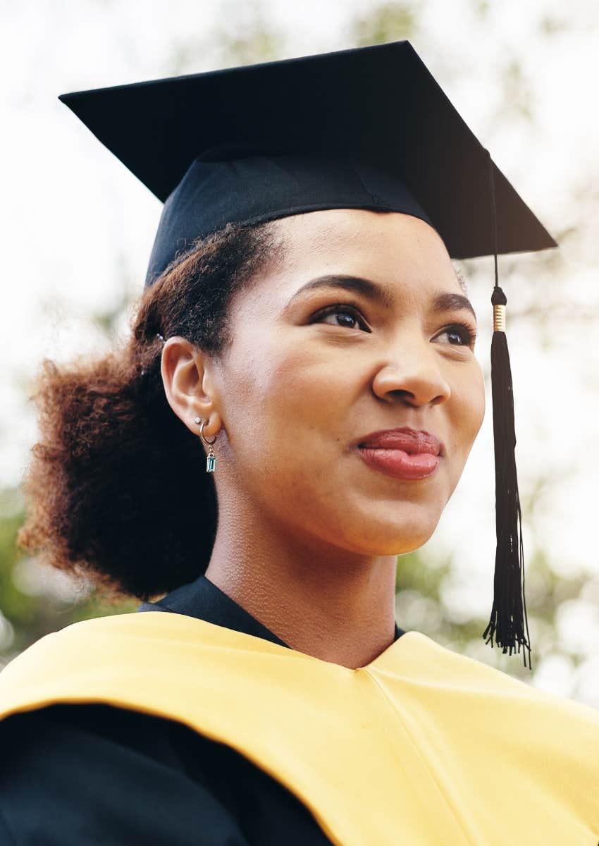 woman wearing graduation attire who feels unprepared for life
