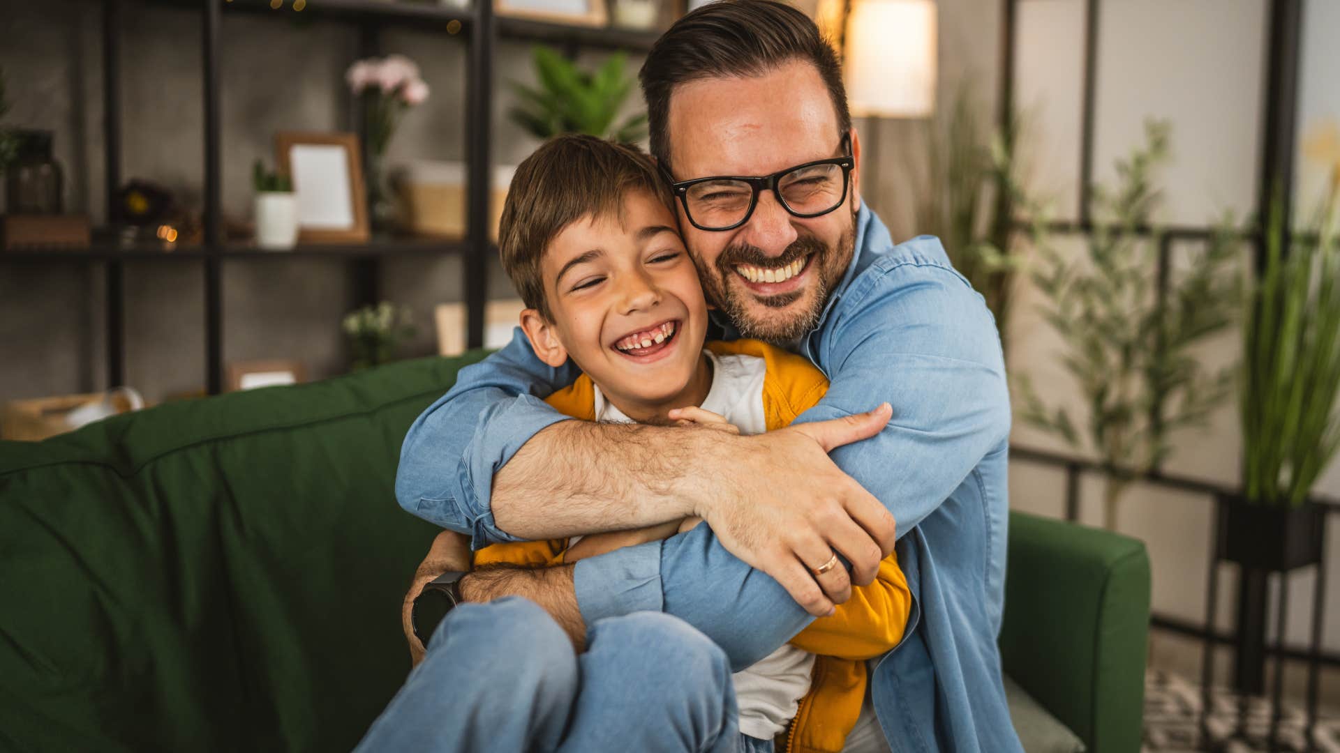 working class man hugging son teaching him to trust his gut