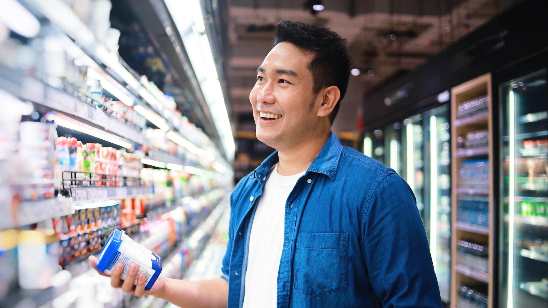man buying generic store brand instead of name brand