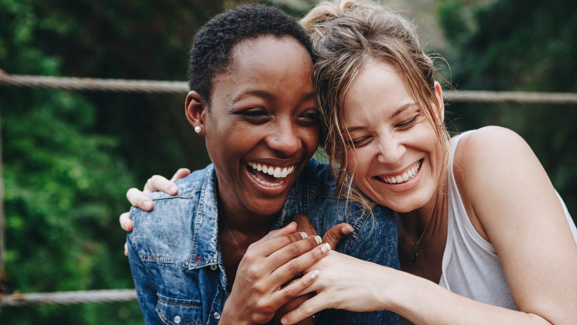 woman who genuinely cares about friend surprising her with a visit