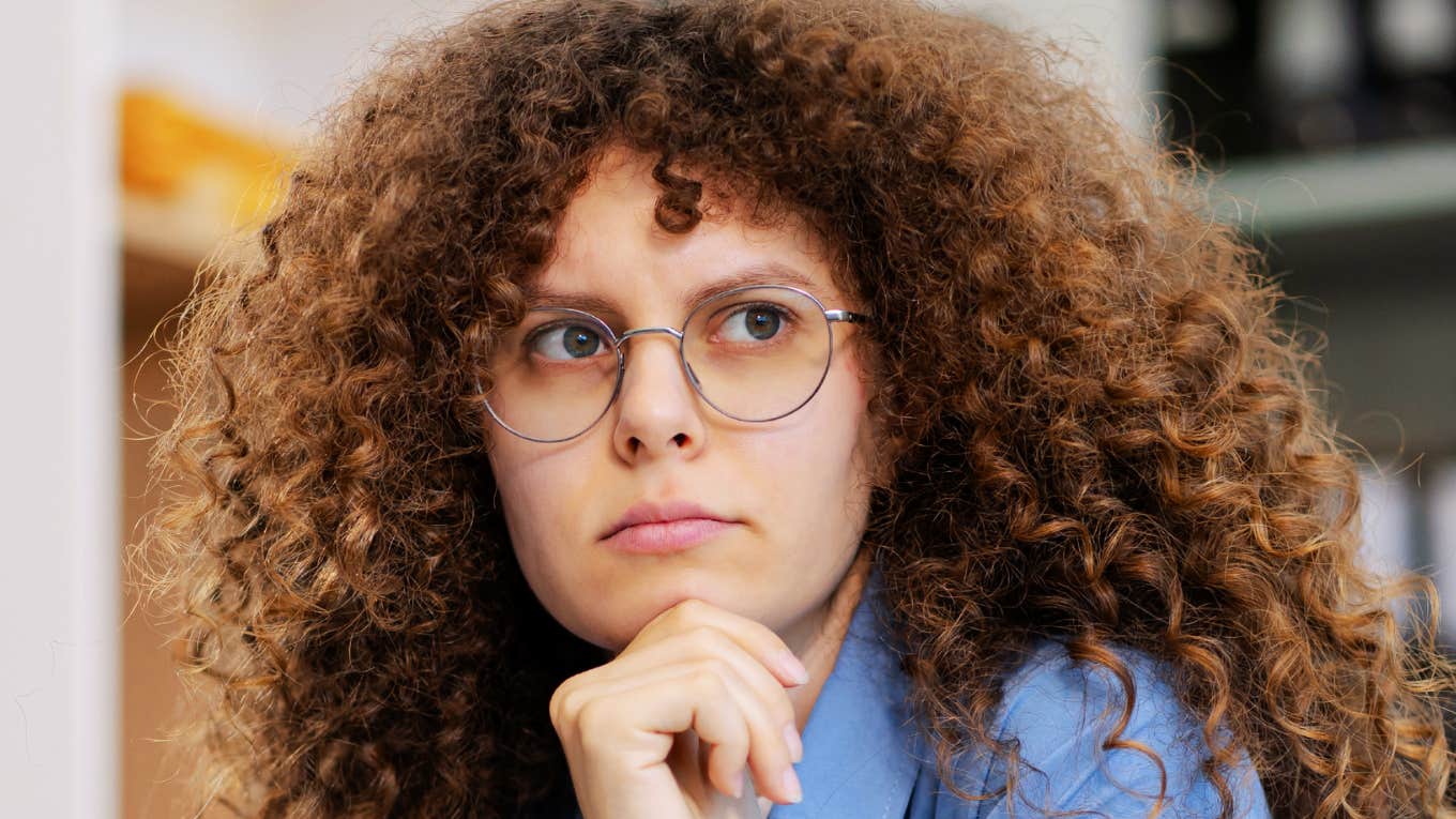 Woman who is totally done with her job. 