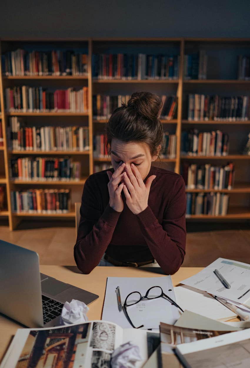 college senior studying