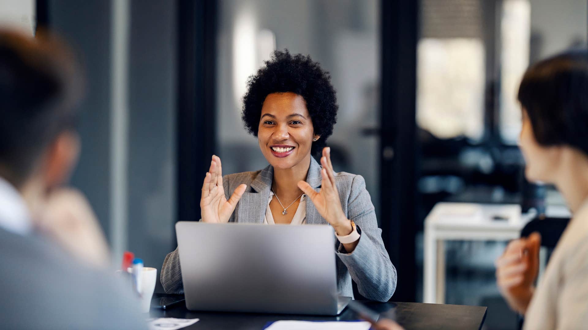 woman saying she could be wrong to co-workers