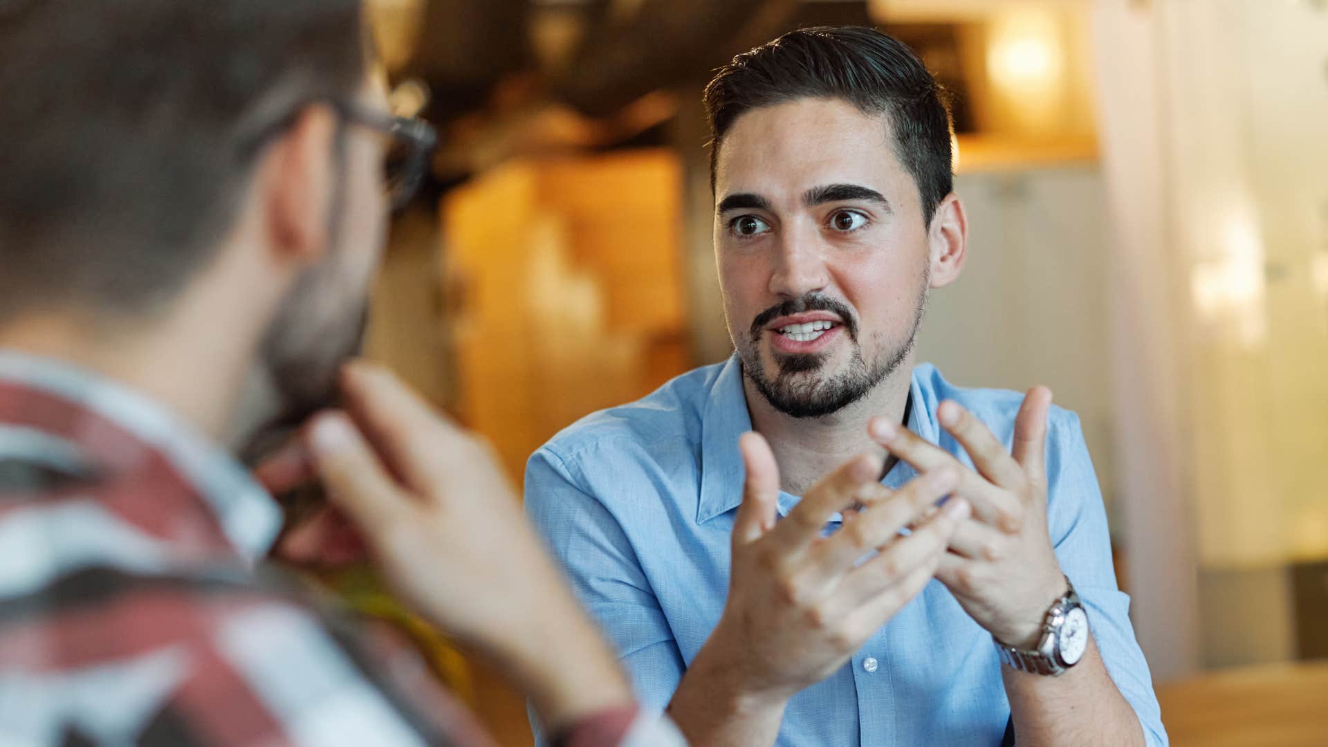 man about to ask friend a question