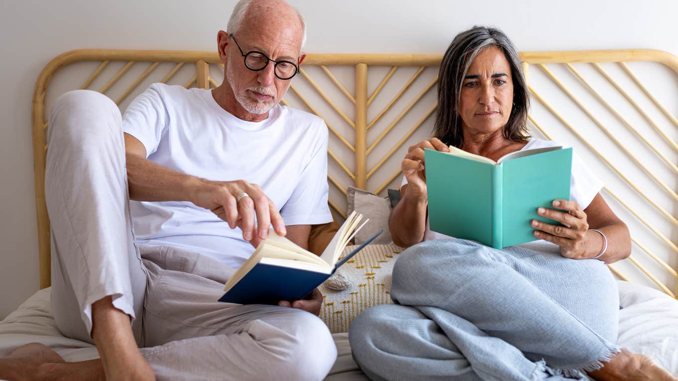 Couple reading and doing parallel play. 
