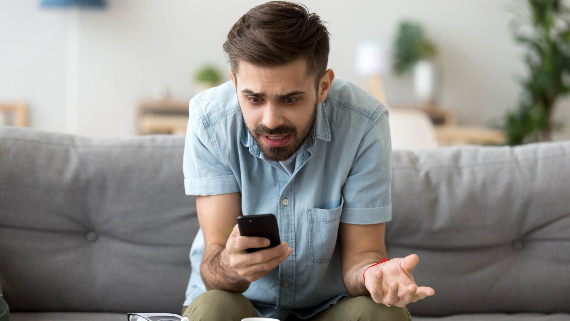 Man is pushed away by texting