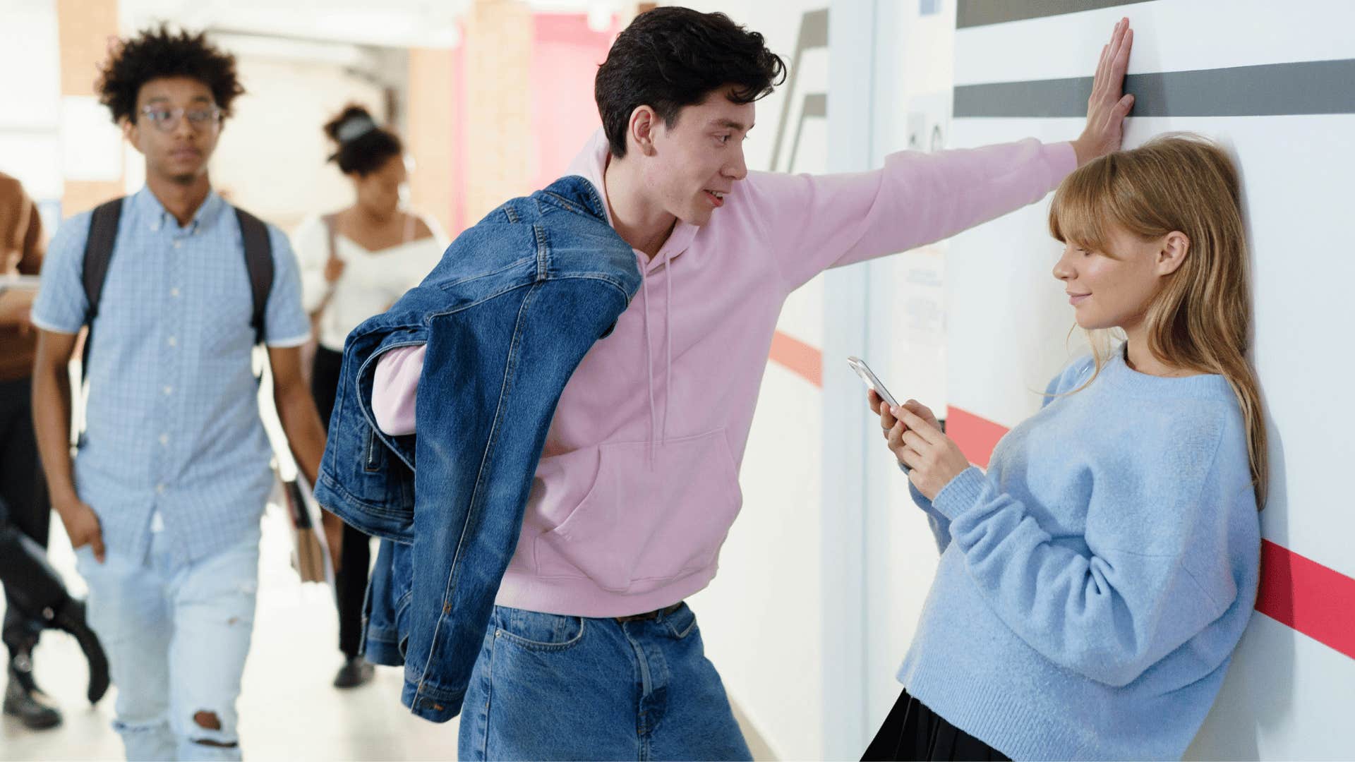 manipulative man flirting with woman by playing the seducer