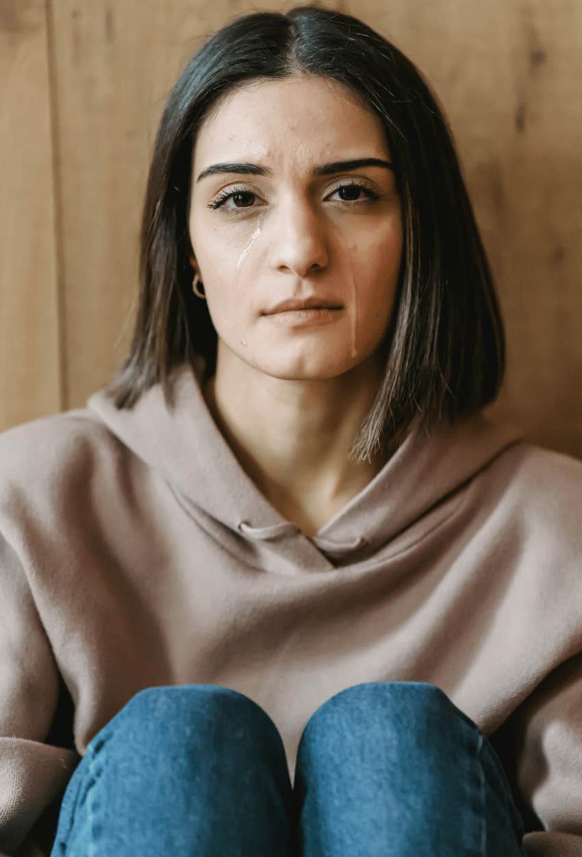 unhappy woman crying