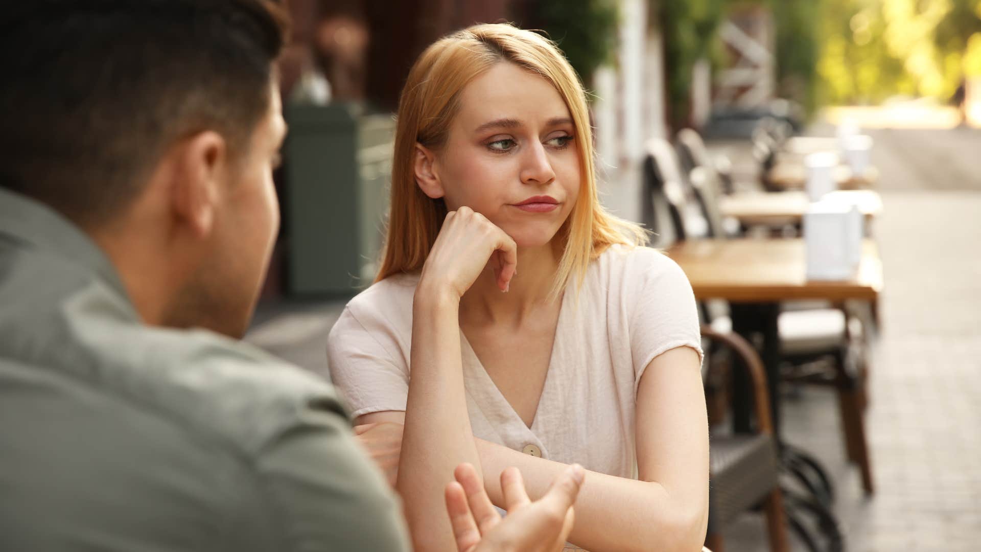 woman not fully expressing herself on a date