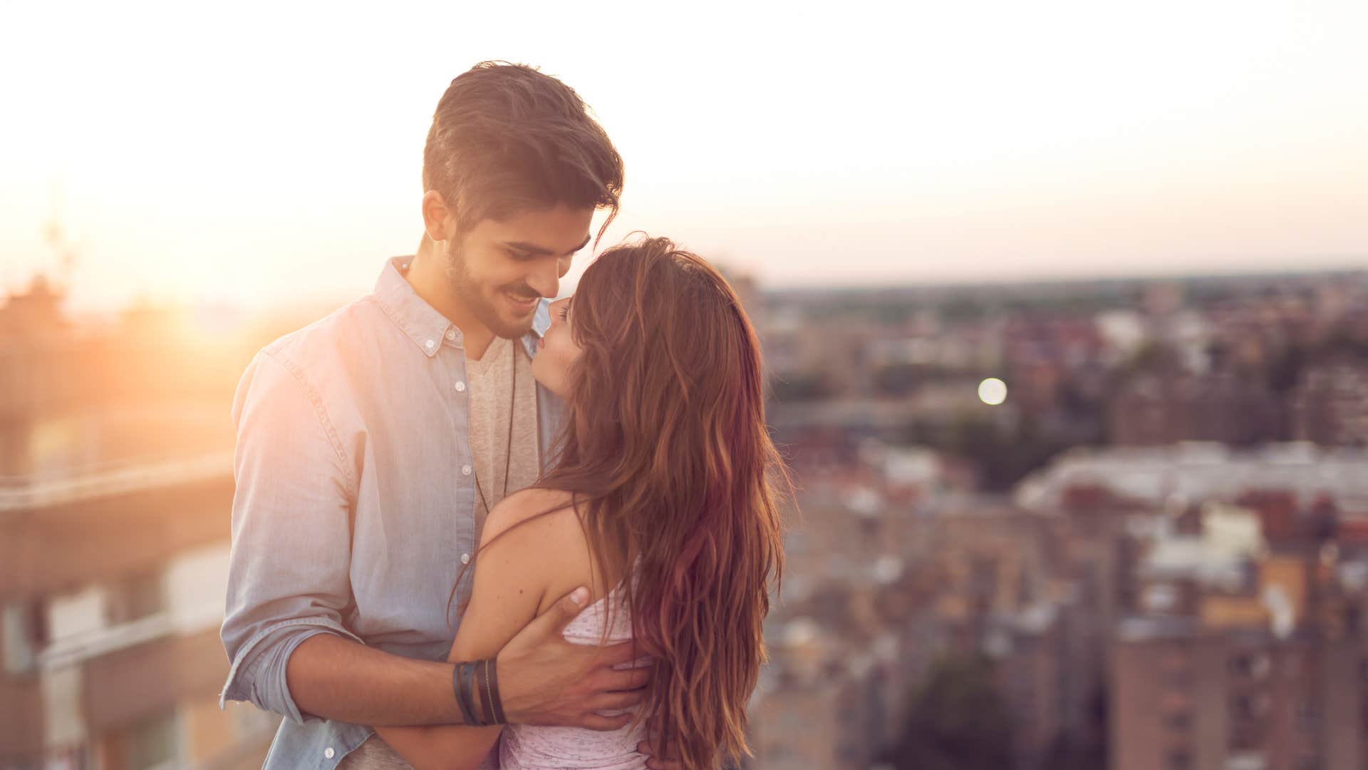 woman with the flirting move of eye contact