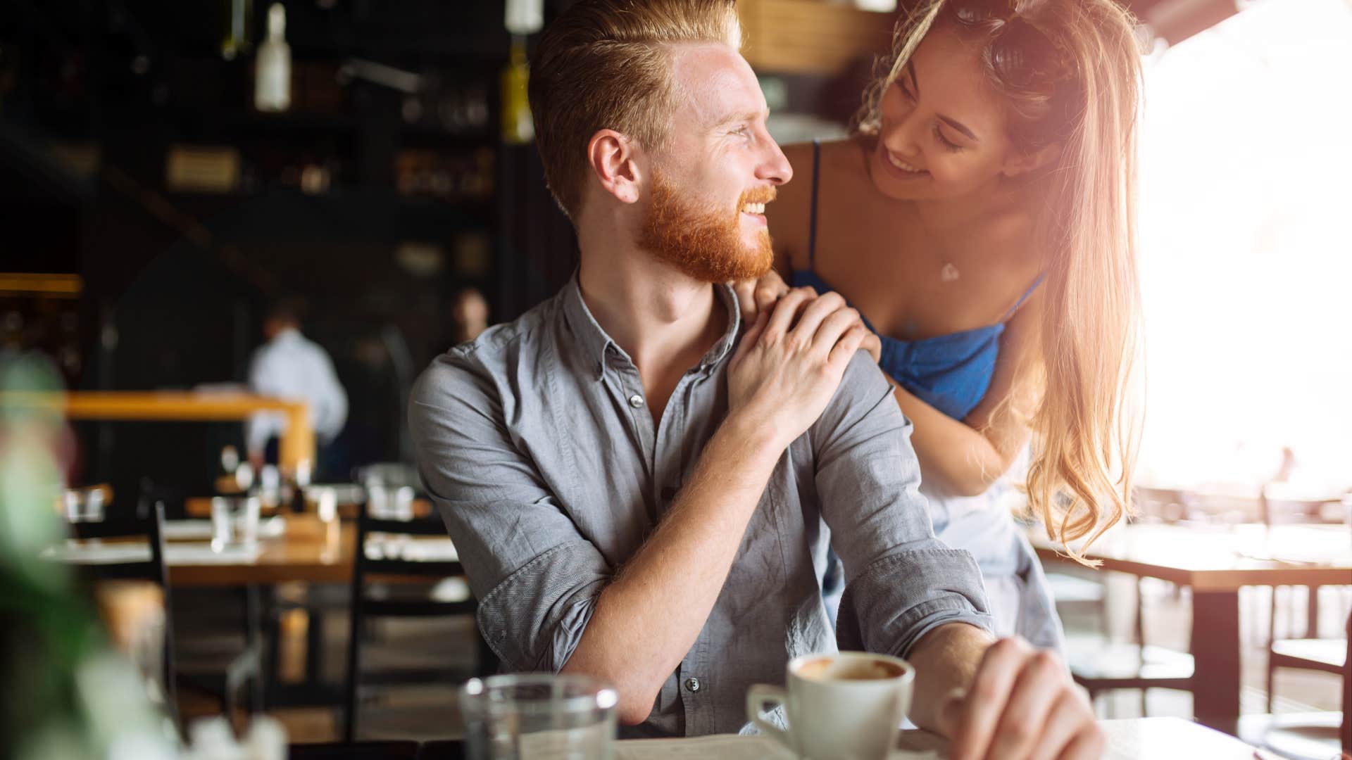 woman with the flirting move of touch