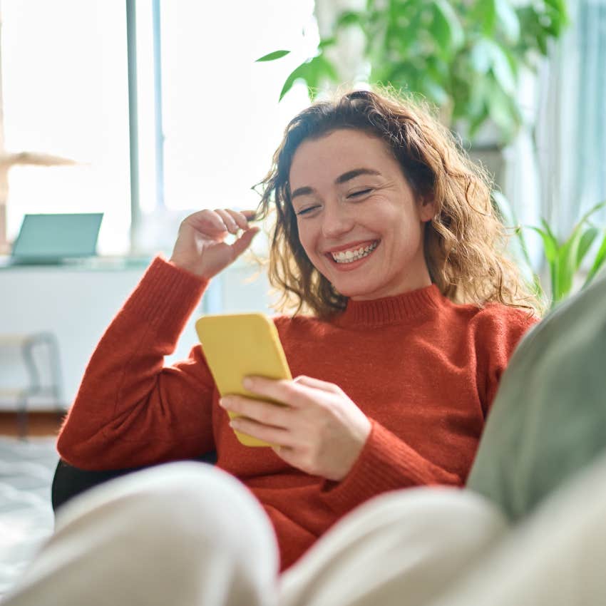 woman who is fooling her brain into being happy