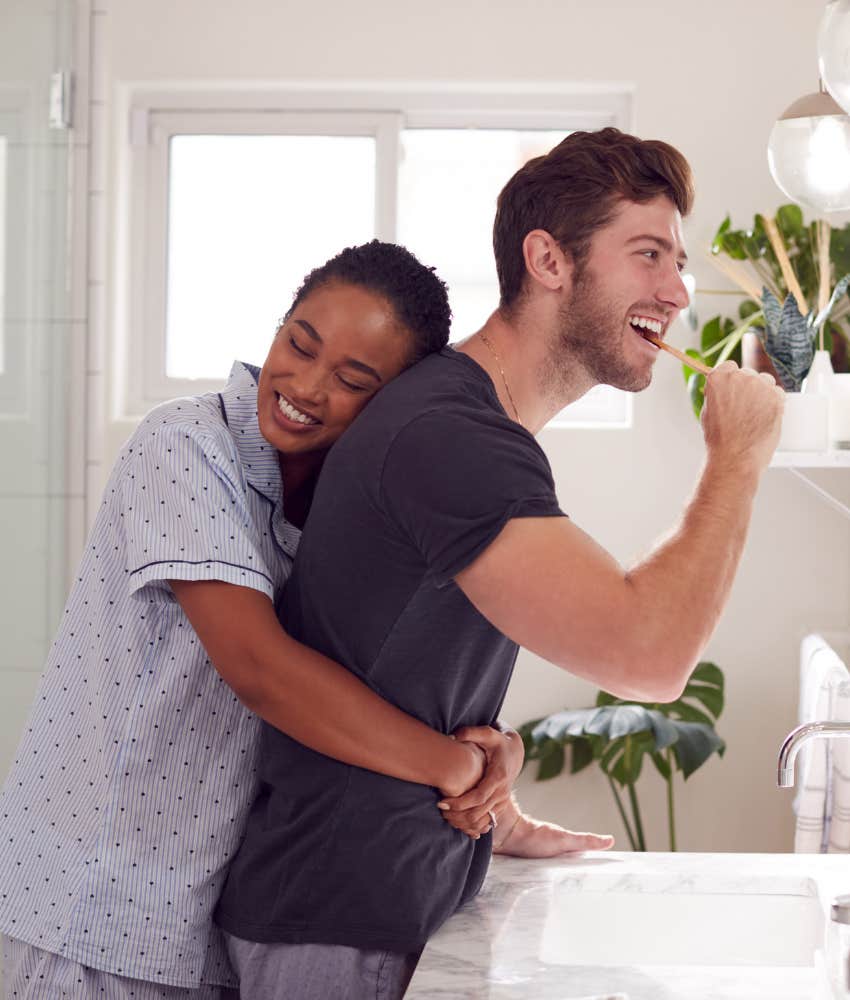 Affectionate married couple feel good
