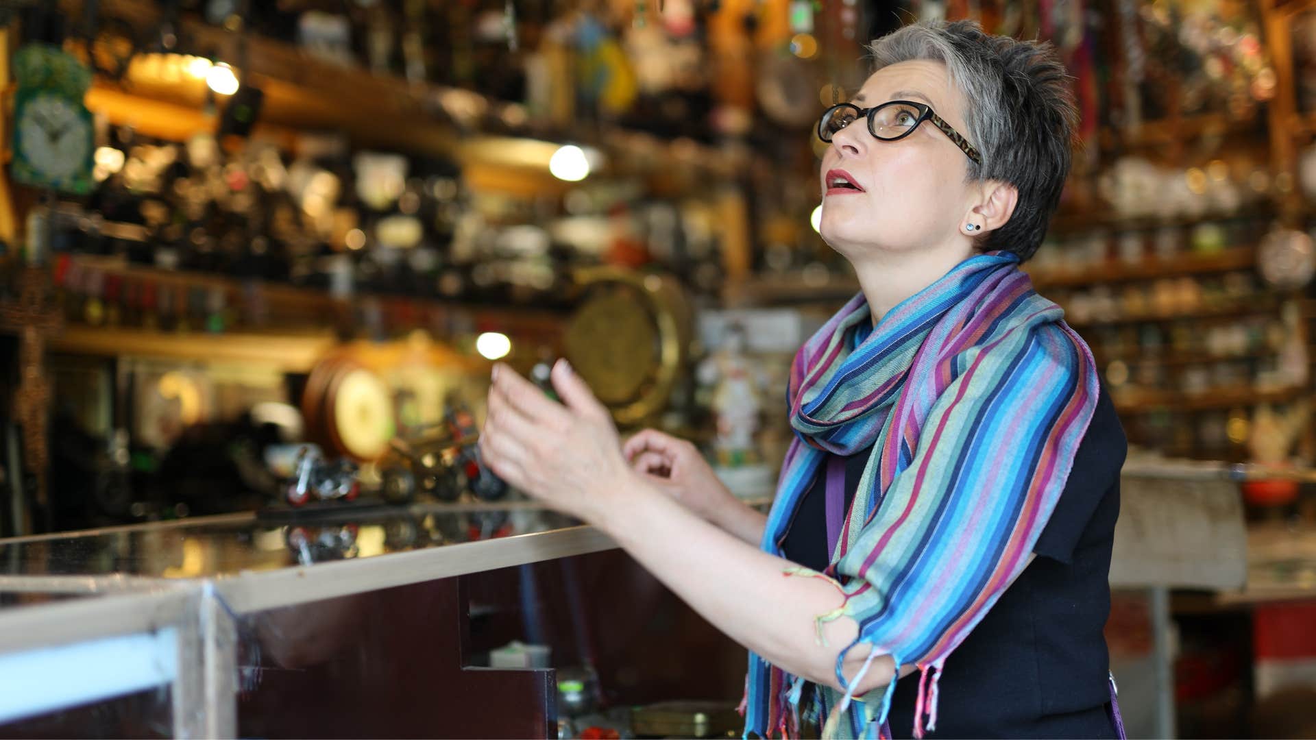 woman shopping at an antique store