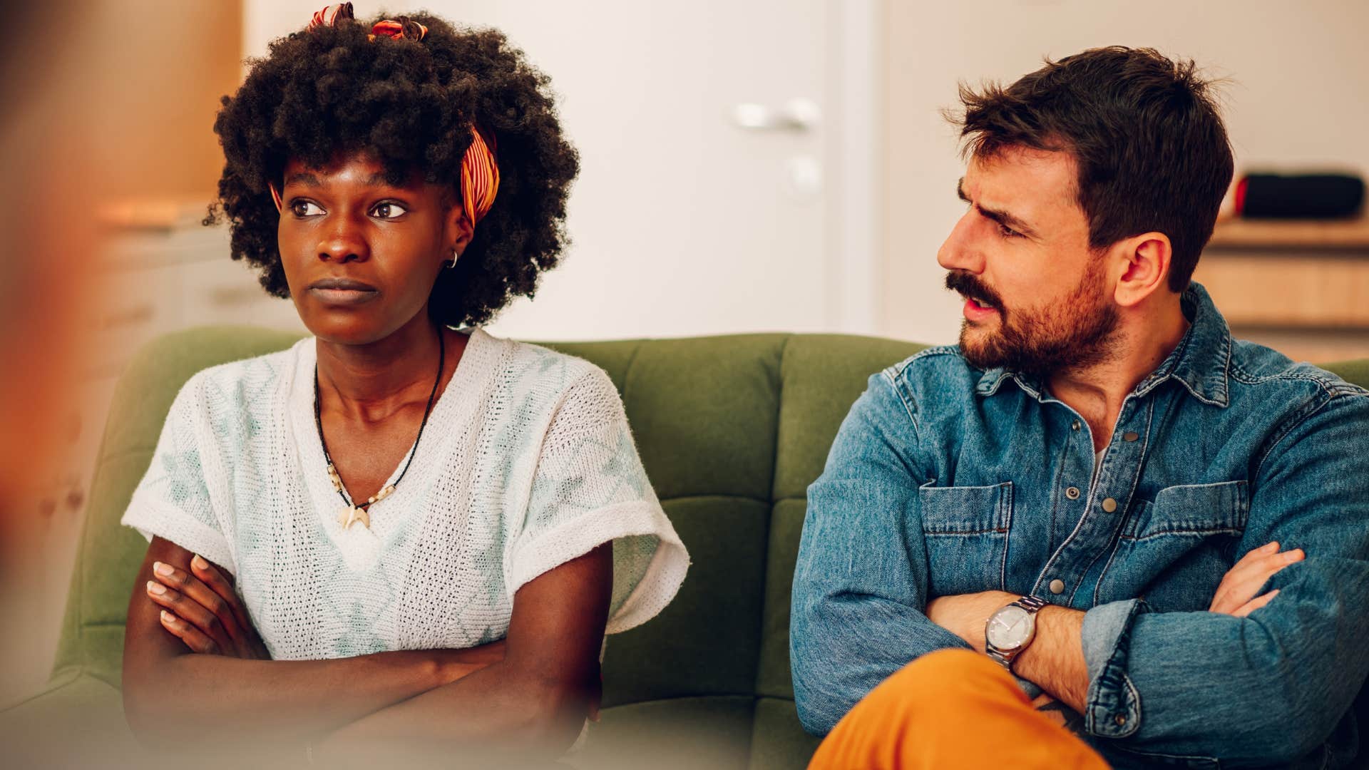 couple arguing about how everything is serious at therapy