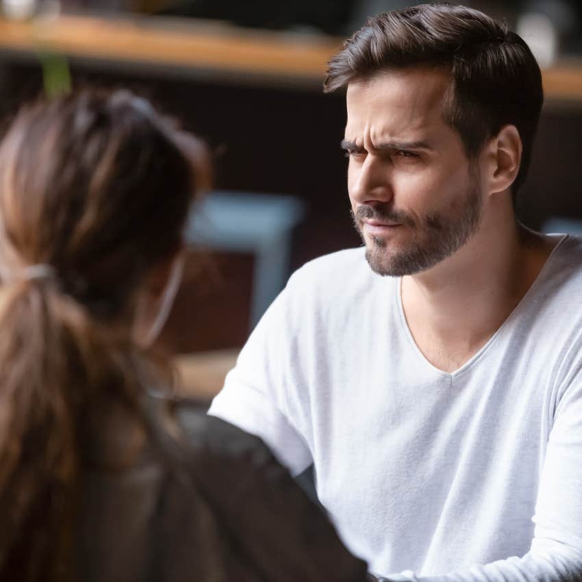 woman with bad behavior being judged on a first date