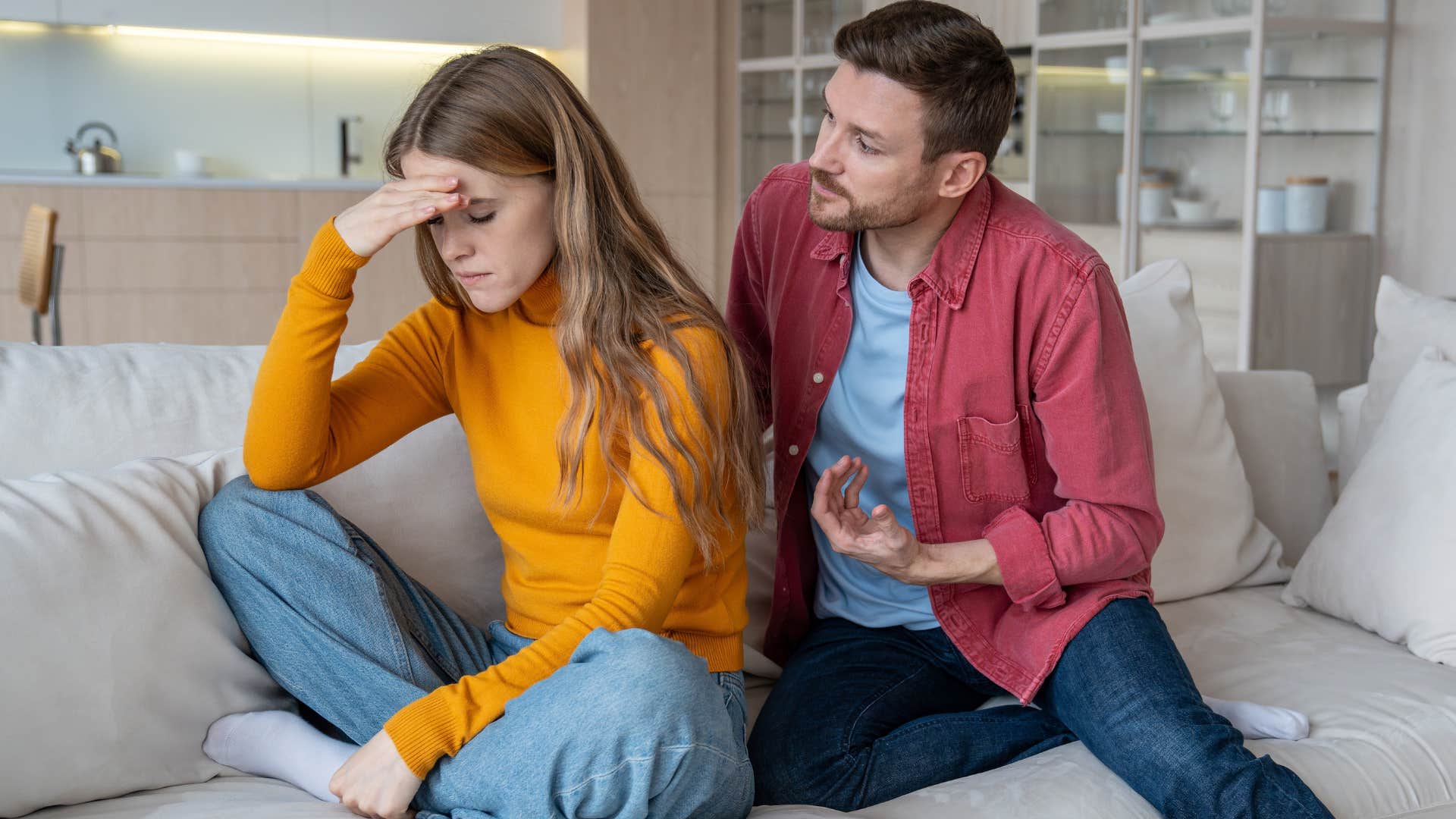 couple having the relationship fight about personal space