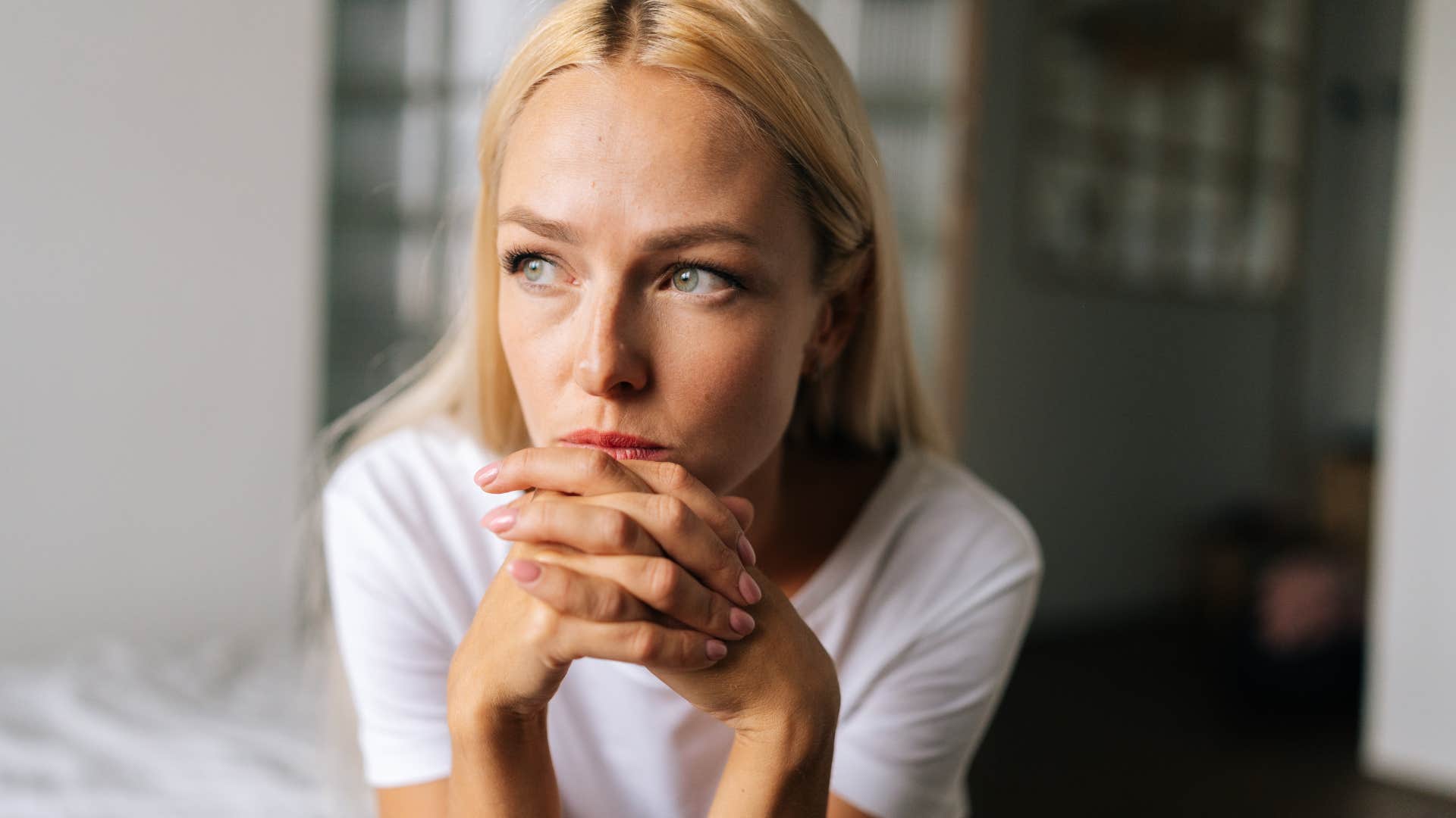 woman sitting in silence