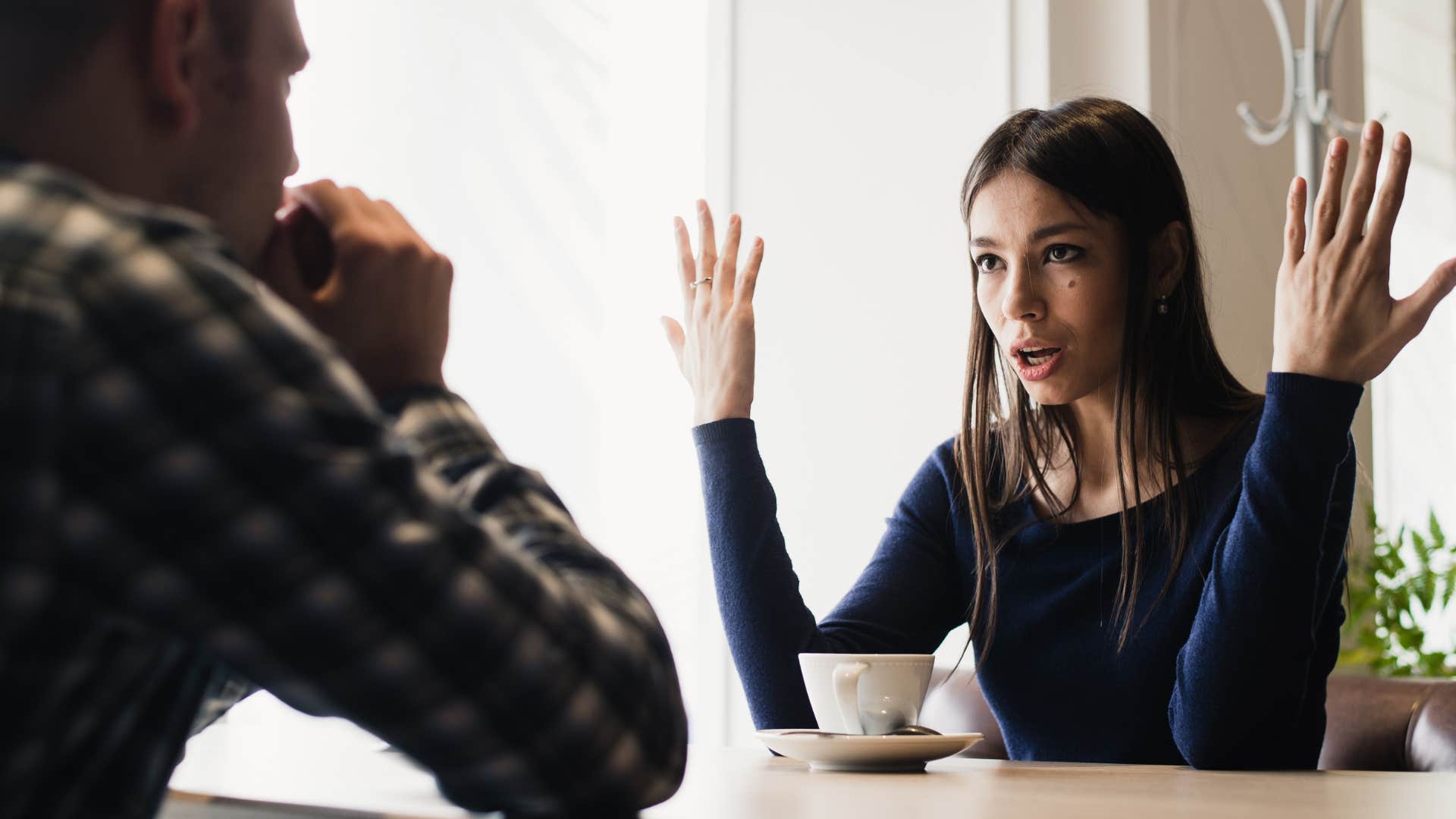 wife annoyed at husband making jokes about her