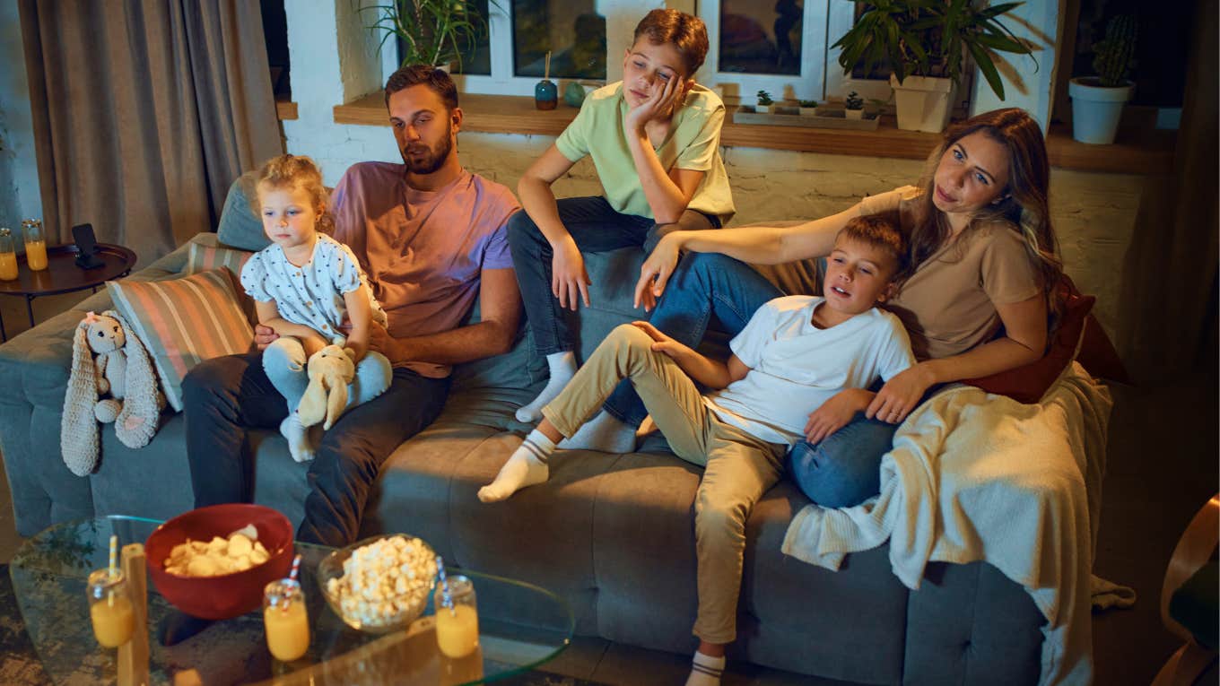 Mom Ecstatic That Her Family Movie Night Tradition Failed Mom bored during family movie night happy the tradition failed