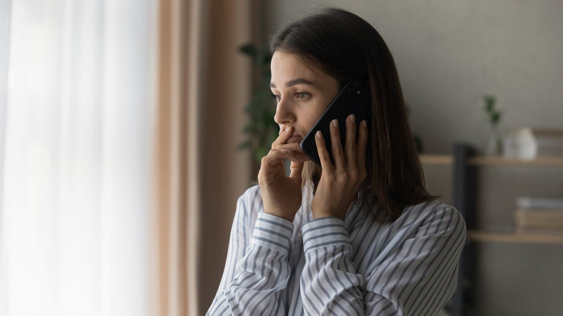 introverted woman calling dinner delivery