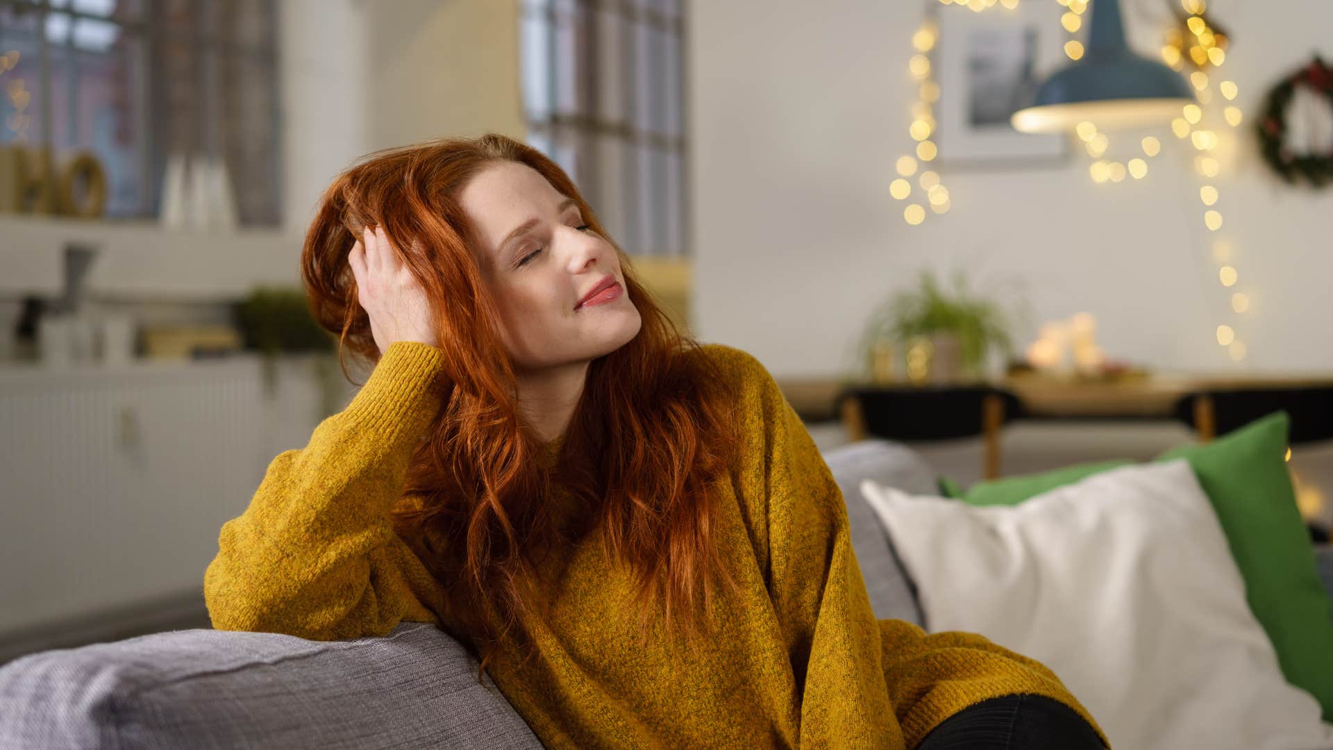 an intelligent woman enjoys being alone in her home