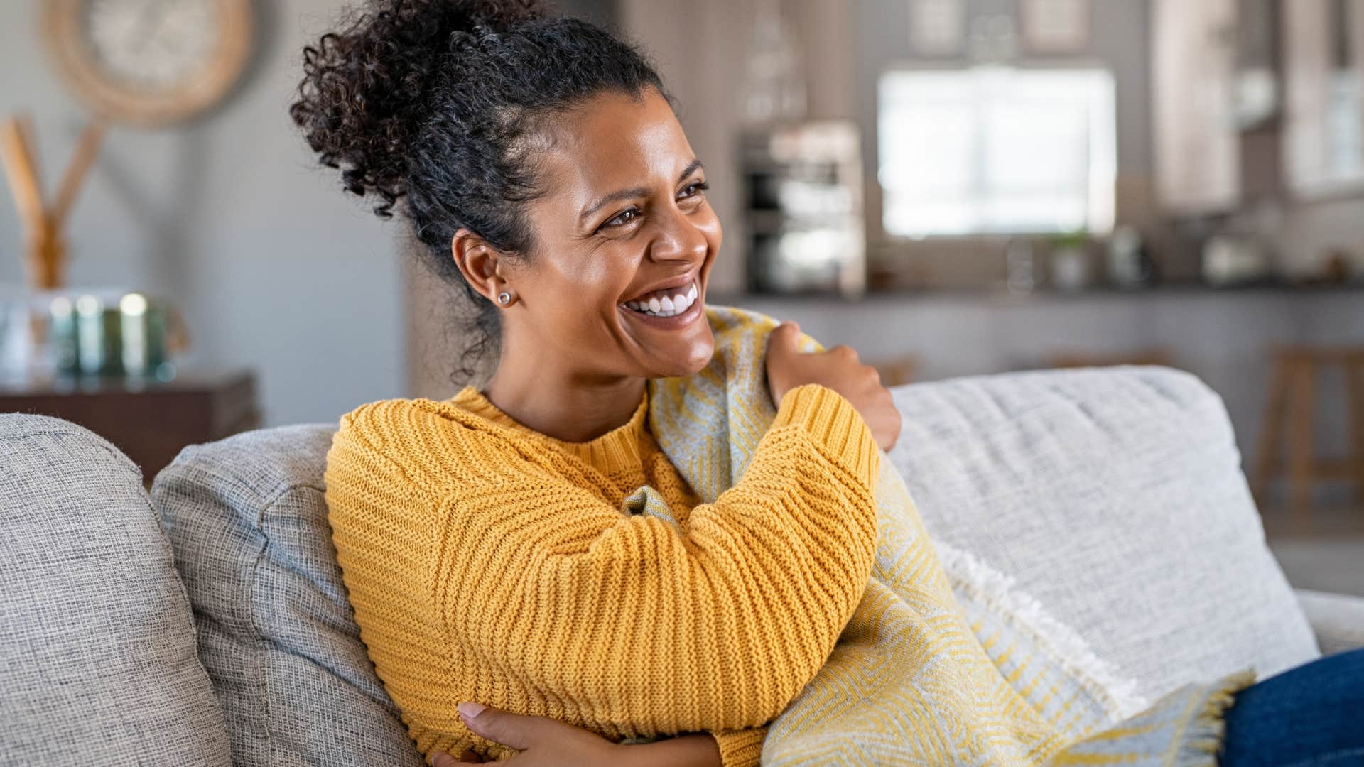 older woman who knows what she likes smiling