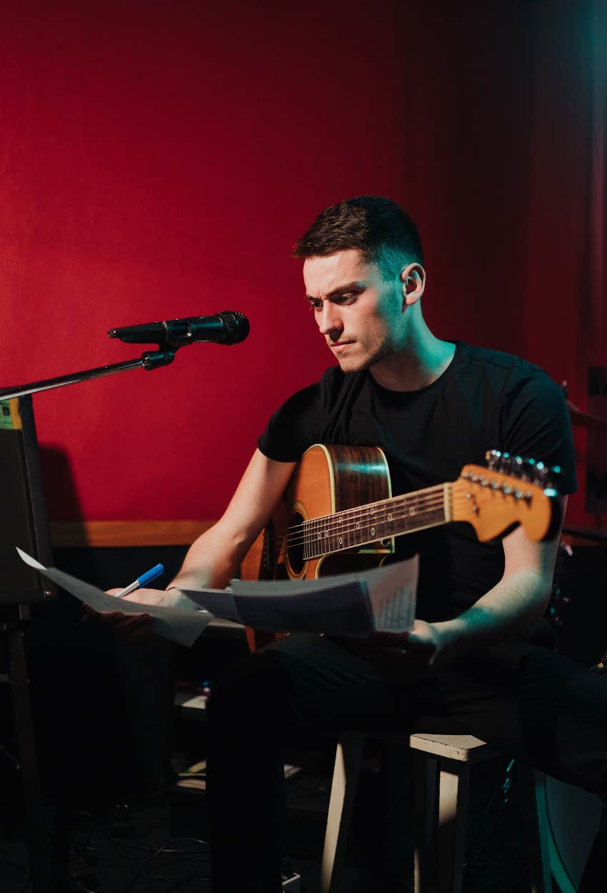 man with songwriting hobby has improved his mental health