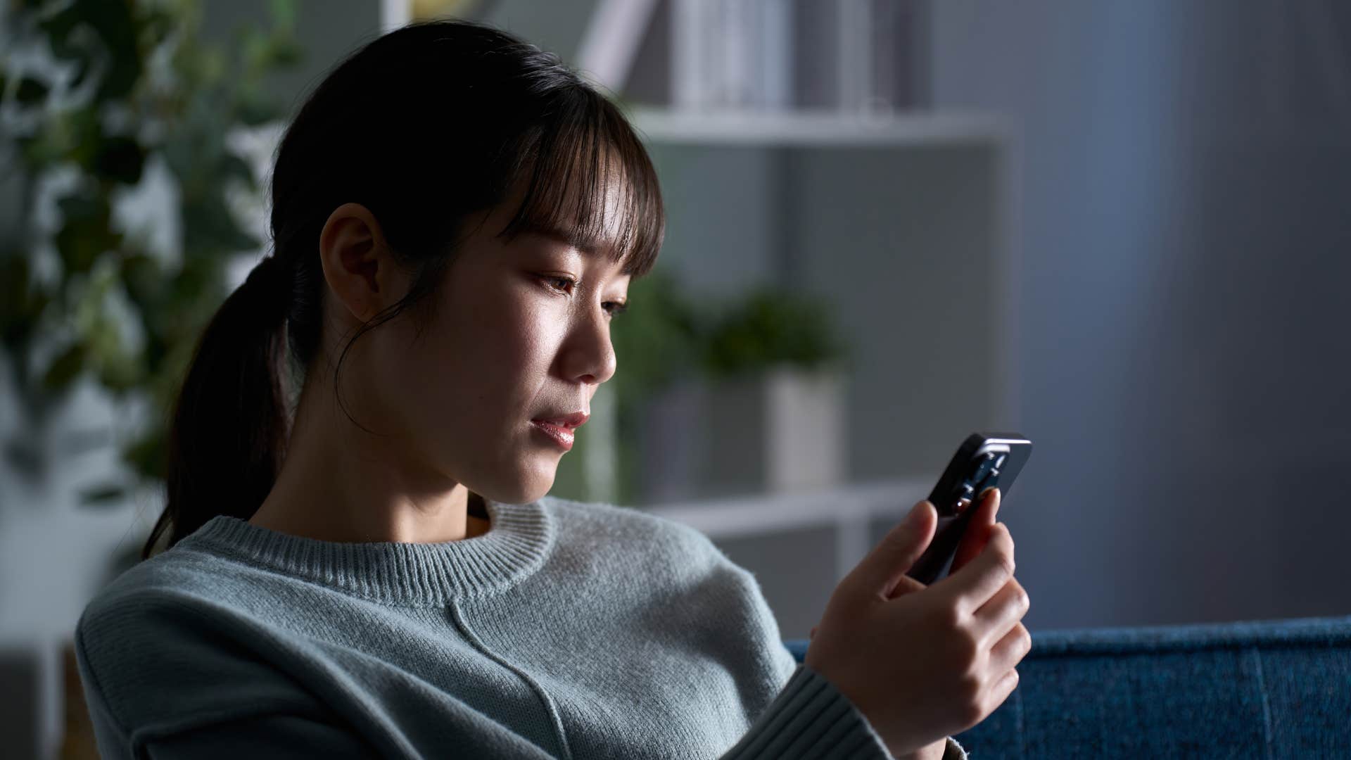 Anxious person with phone