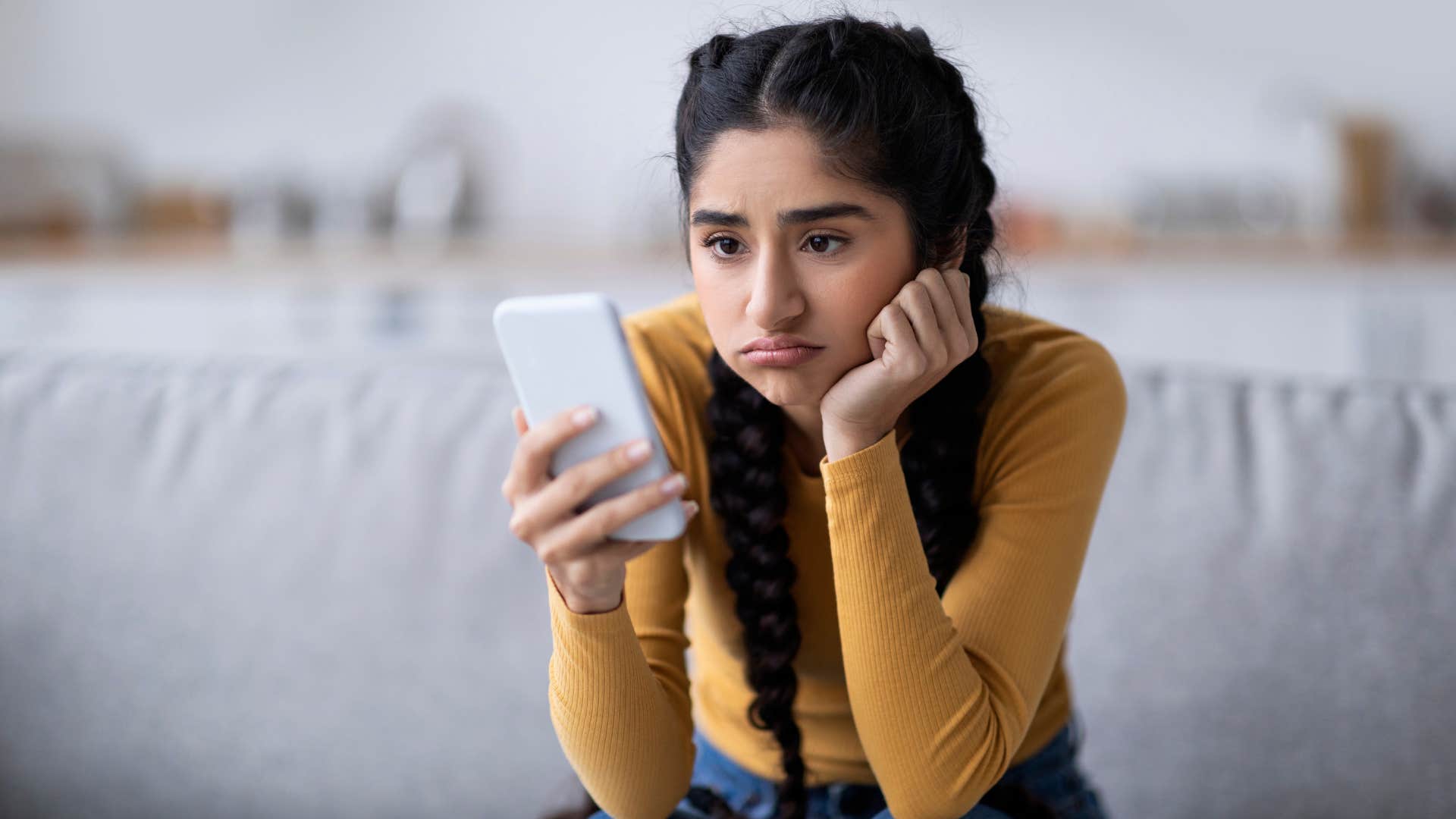 Bored person with phone